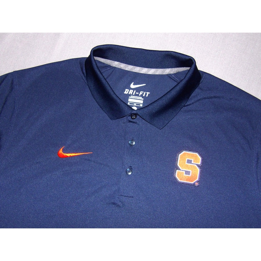 Nike Dri-Fit Syracuse Orange Navy Blue Performance Polo Golf Shirt Men's XL